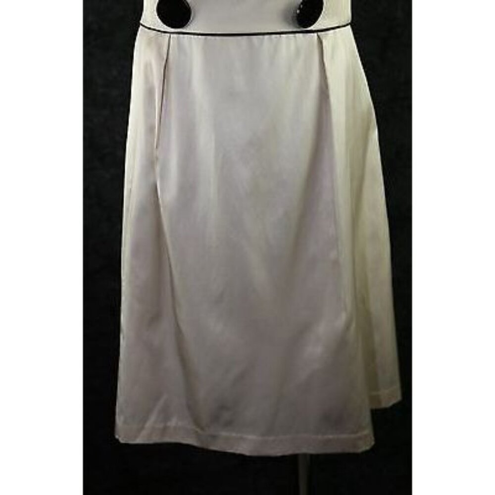 Democracy Beige Silky Sleeveless Black Button Accent Dress 10 Medium - Picture 5 of 10